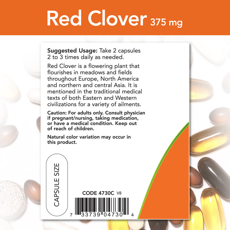 Red Clover 375 mg 100 Capsules | By Now Foods - Best Price