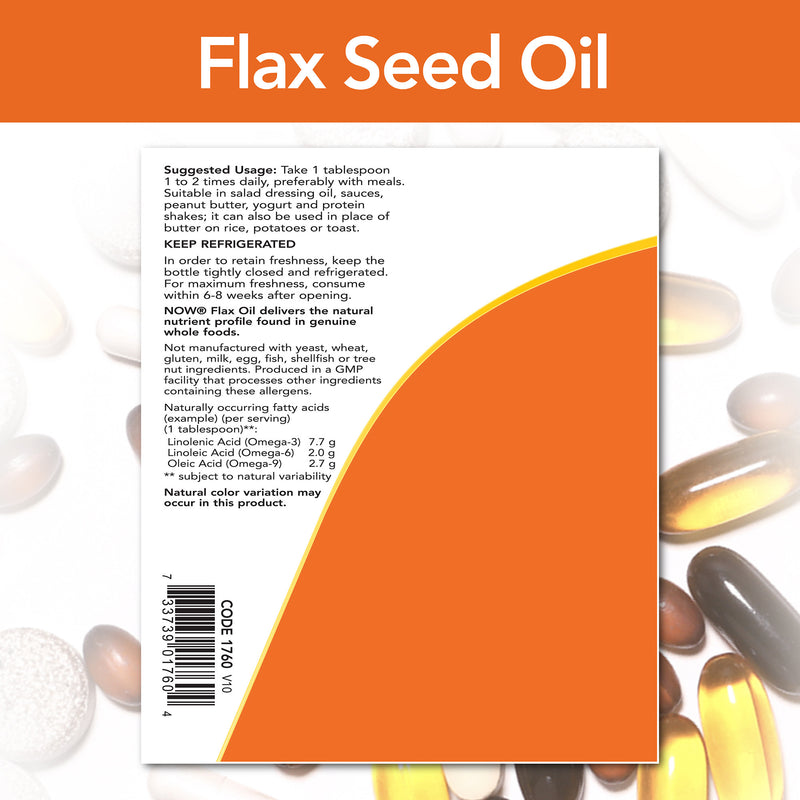 Certified Organic Flax Seed Oil 12 fl oz (355 ml) | By Now Foods - Best Price