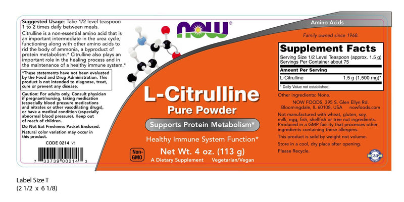 L-Citrulline Pure Powder 4 oz (113 g)