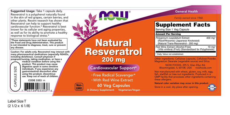Natural Resveratrol 200 mg 60 Veg Capsules