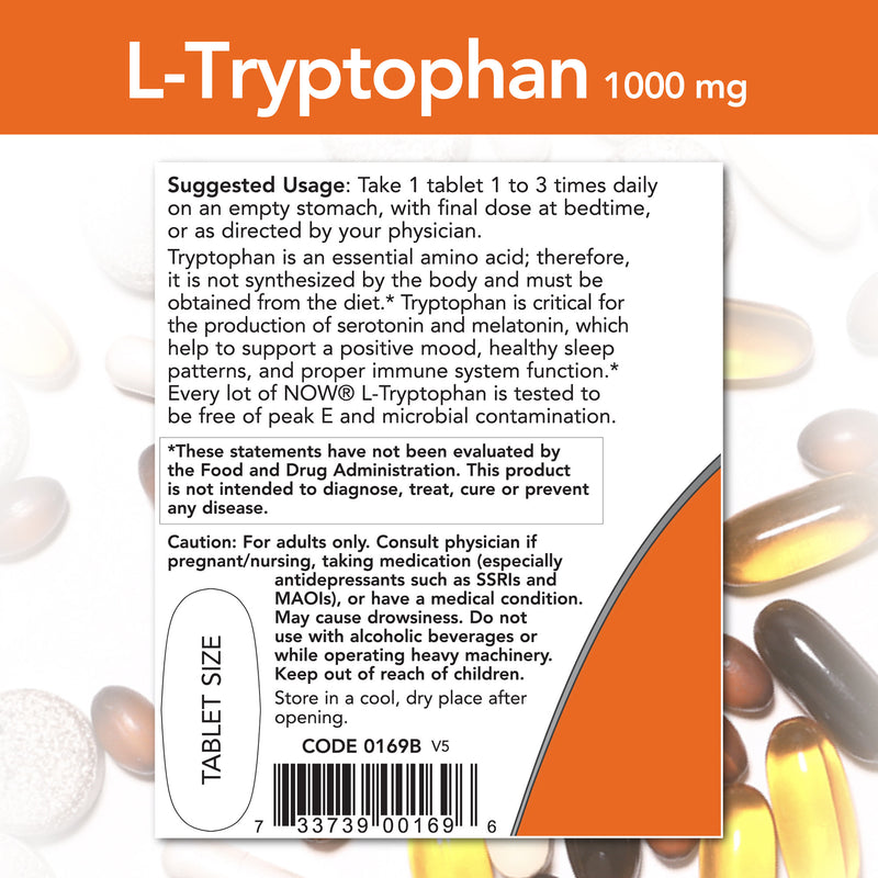 L-Tryptophan 1000 mg 60 Tablets | By Now Foods - Best Price