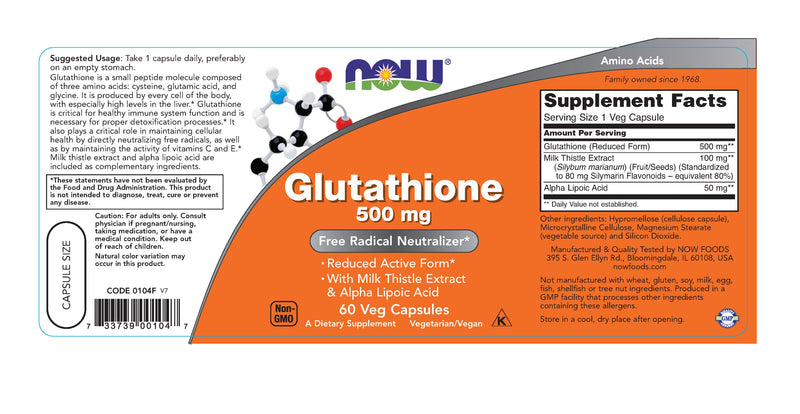 Glutathione 500 mg 60 Veg Capsules - 2 Pack