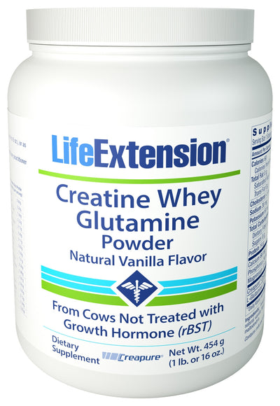 Creatine Whey Glutamine Powder Natural Vanilla Flavor 454 g (16 oz)