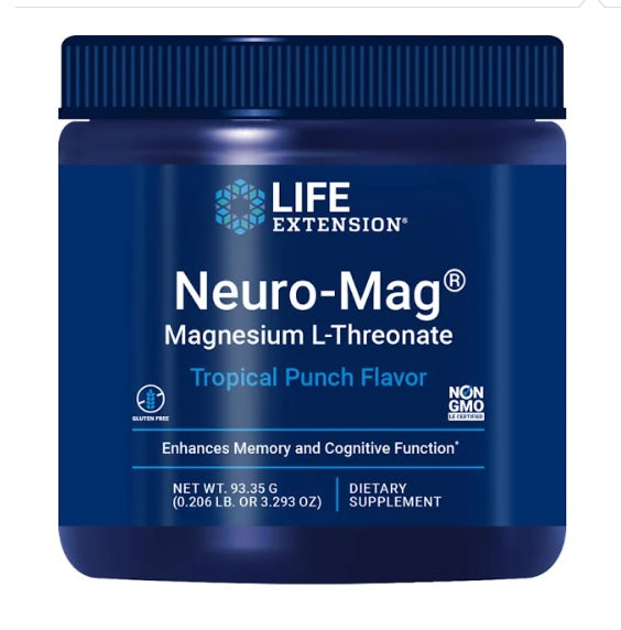 Neuro-Mag Magnesium L-Threonate Powder Tropical Punch Flavor 3.293 oz (93.35 g)