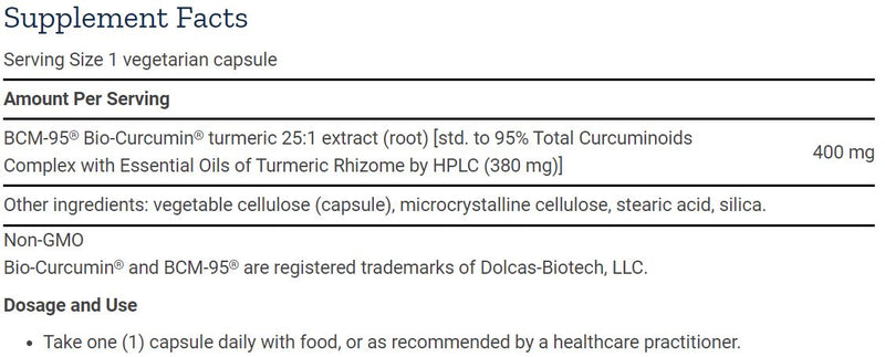 Super Bio-Curcumin 400 mg 60 Vegetarian Capsules by Life Extension best price