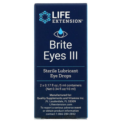 Brite Eyes III Sterile Lubricant Eye Drops 2 Vials (5 ml each) by Life Extension best price