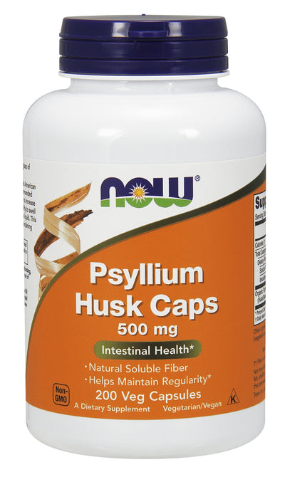 Psyllium Husk Caps 500 mg 200 Veg Capsules | By Now Foods - Best Price