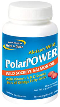 PolarPower Wild Sockeye Salmon Oil 1000 mg 60 Fish Oil Caps