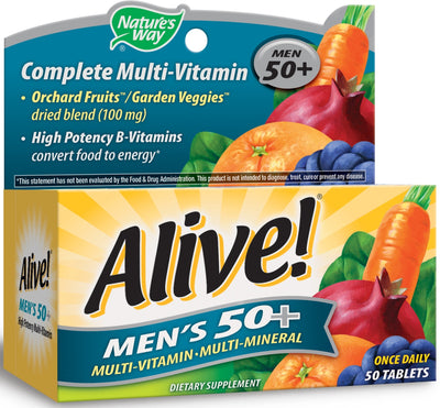 Alive! Men's 50+ Multi-Vitamin Multi-Mineral Once Daily 50 Tablets