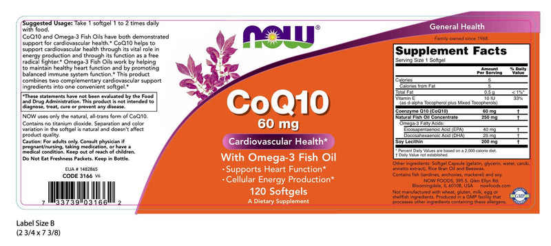 CoQ10 60 mg With Omega-3 Fish Oils 120 Softgels