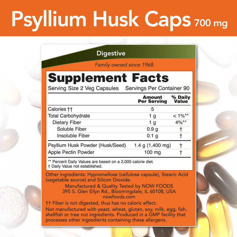 Psyllium Husk Caps 700 mg 180 Capsules | By Now Foods - Best Price