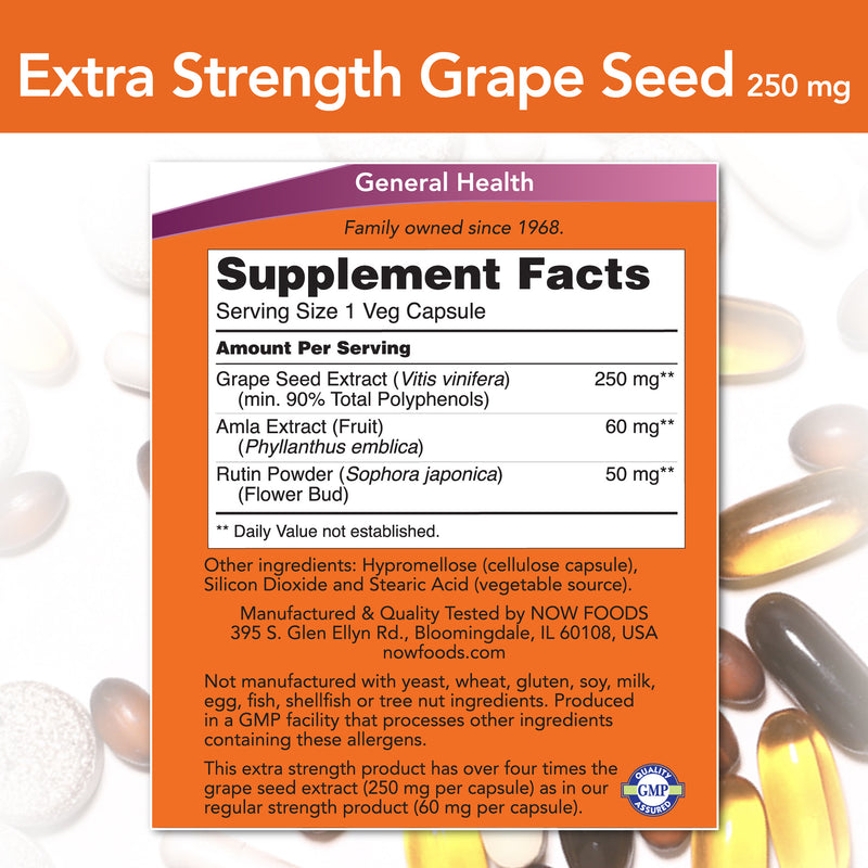 Grape Seed Extra Strength 250 mg 90 Veg Capsules