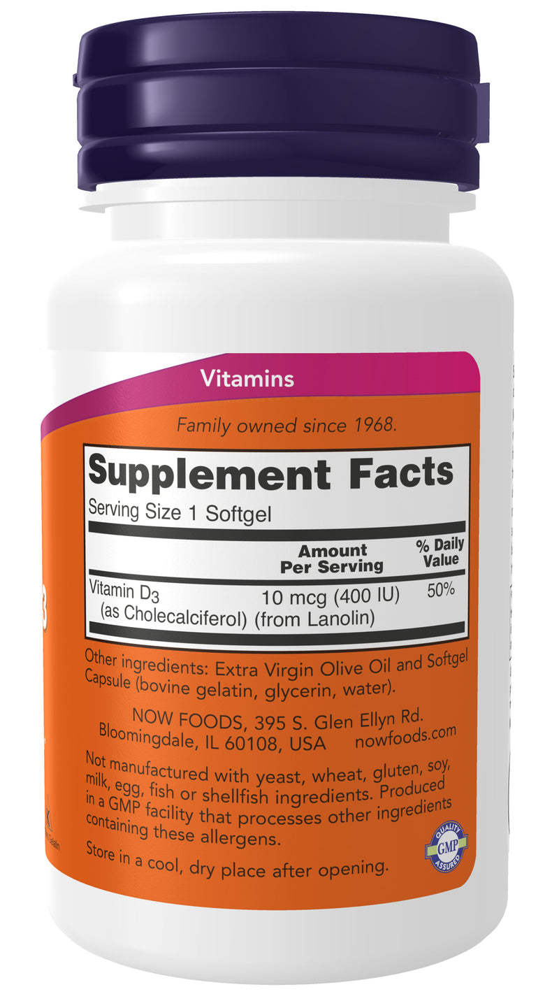 Vitamin D-3 400 IU 180 Softgels