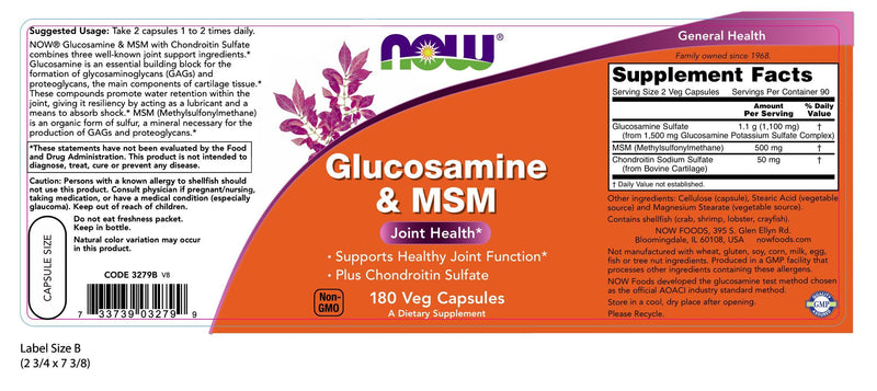 Glucosamine & MSM 180 Veg Capsules | By Now Foods - Best Price