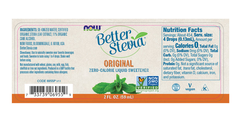 NOW Foods, Better Stevia Original Liquid Sweetener 2 fl oz (60 ml)