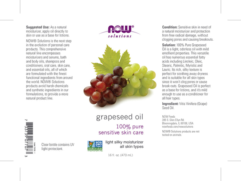 Now Solutions - Grapeseed Oil 16 fl oz (473 ml)