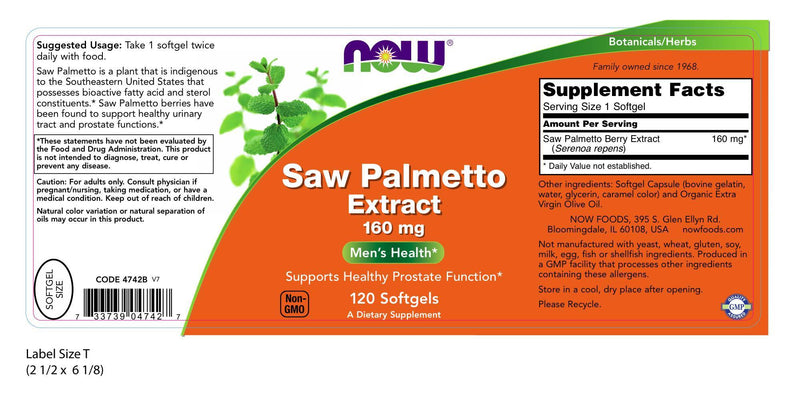 Saw Palmetto Extract 160 mg 120 Softgels