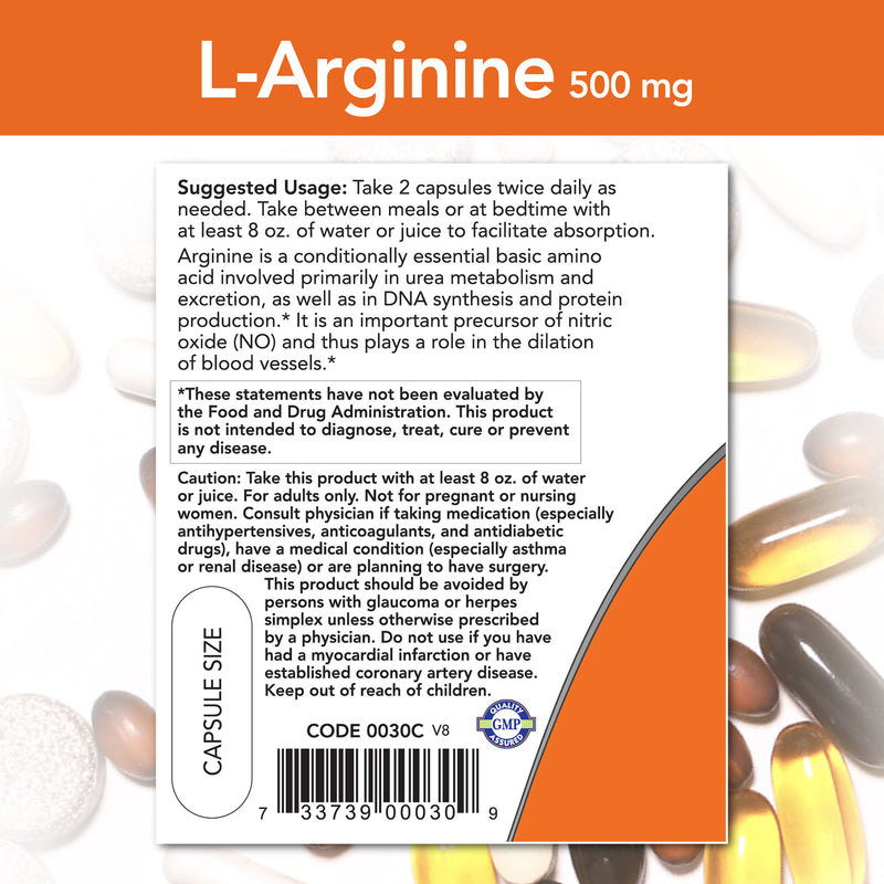 L-Arginine 500 mg 100 Capsules