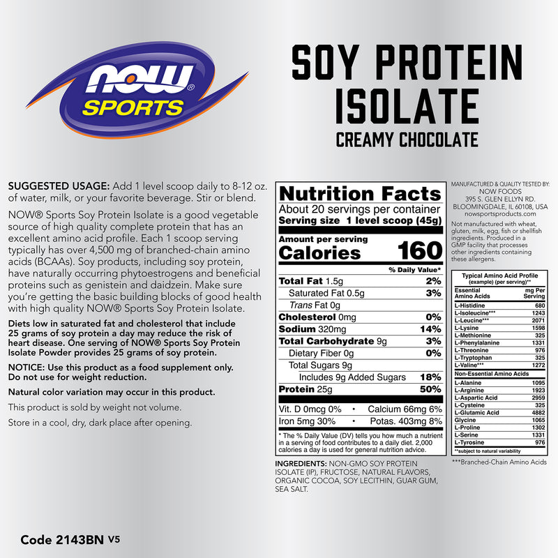 Soy Protein Isolate Natural Chocolate 2 lbs (907 g) | By Now Foods - Best Price