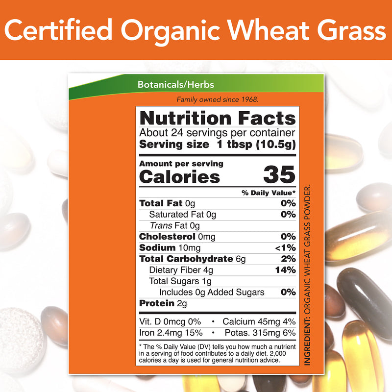 Wheat Grass Certified Organic 9 oz (255 g) | By Now Foods - Best Price