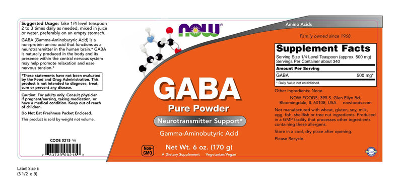 GABA Pure Powder 6 oz (170 g)