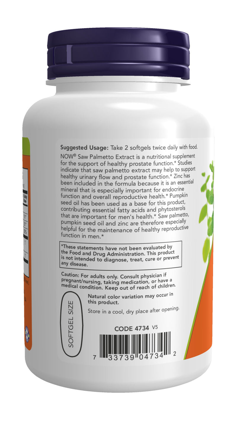 Saw Palmetto Extract with Pumpkin Seed Oil and Zinc 90 Softgels