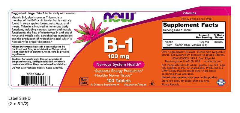 B-1 100 mg 100 Tablets