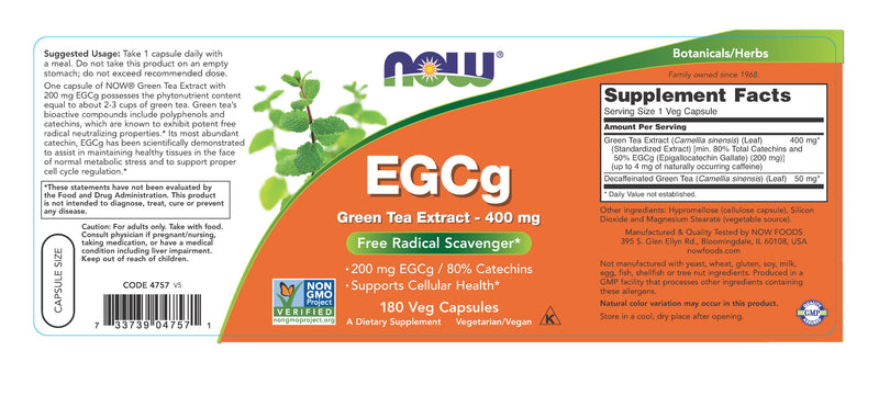 EGCg Green Tea Extract 400 mg 180 Veg Capsules